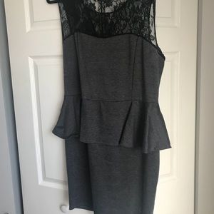 Grey dress with mesh detail